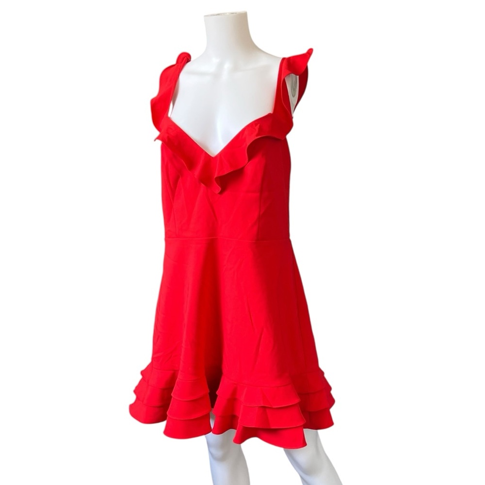 NEW Aidan by Aidan Mattox Red Sleeveless Mini Dress Date Night Ruffle Size 16